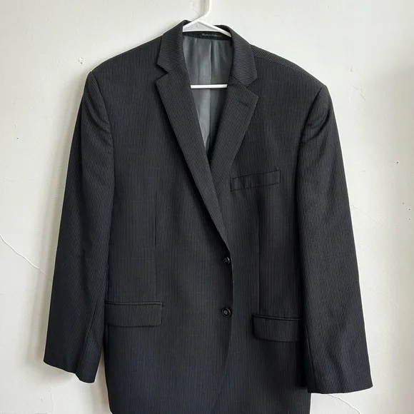 Calvin Klein Dark Gray Striped Blazer (100% Wool) - Picture 1 of 4